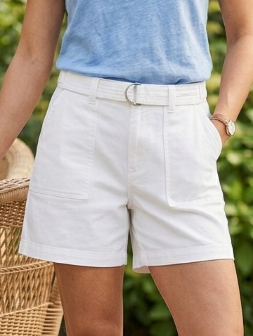 Sonoma 5" High-Waisted White Shorts 100% Cotton Size 10